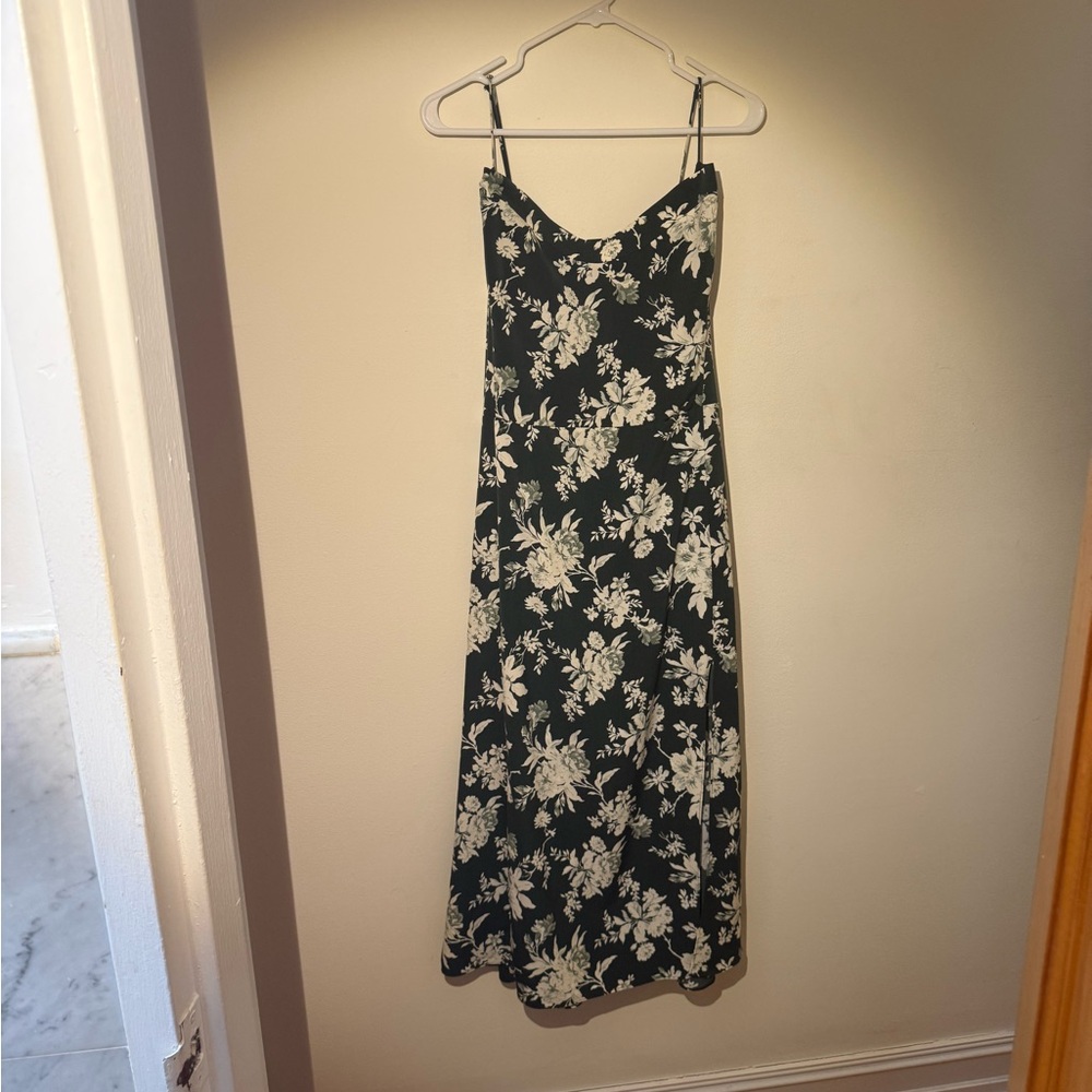 Abercrombie & Fitch green and cream Floral Midi Dress
